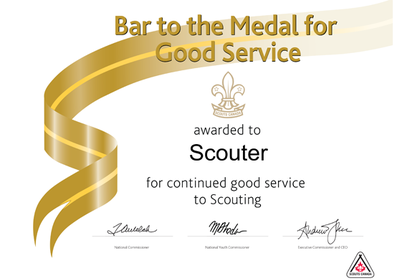 Scouts Canada Bar to The Medal for Good Service