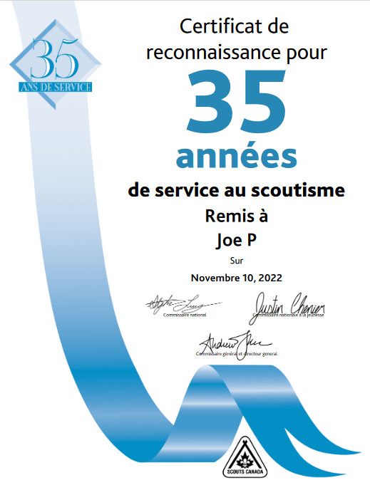 Years of service certificate